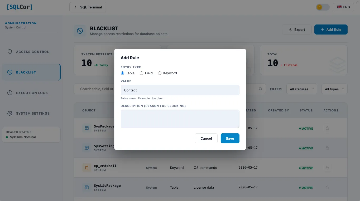 Blacklist  light
