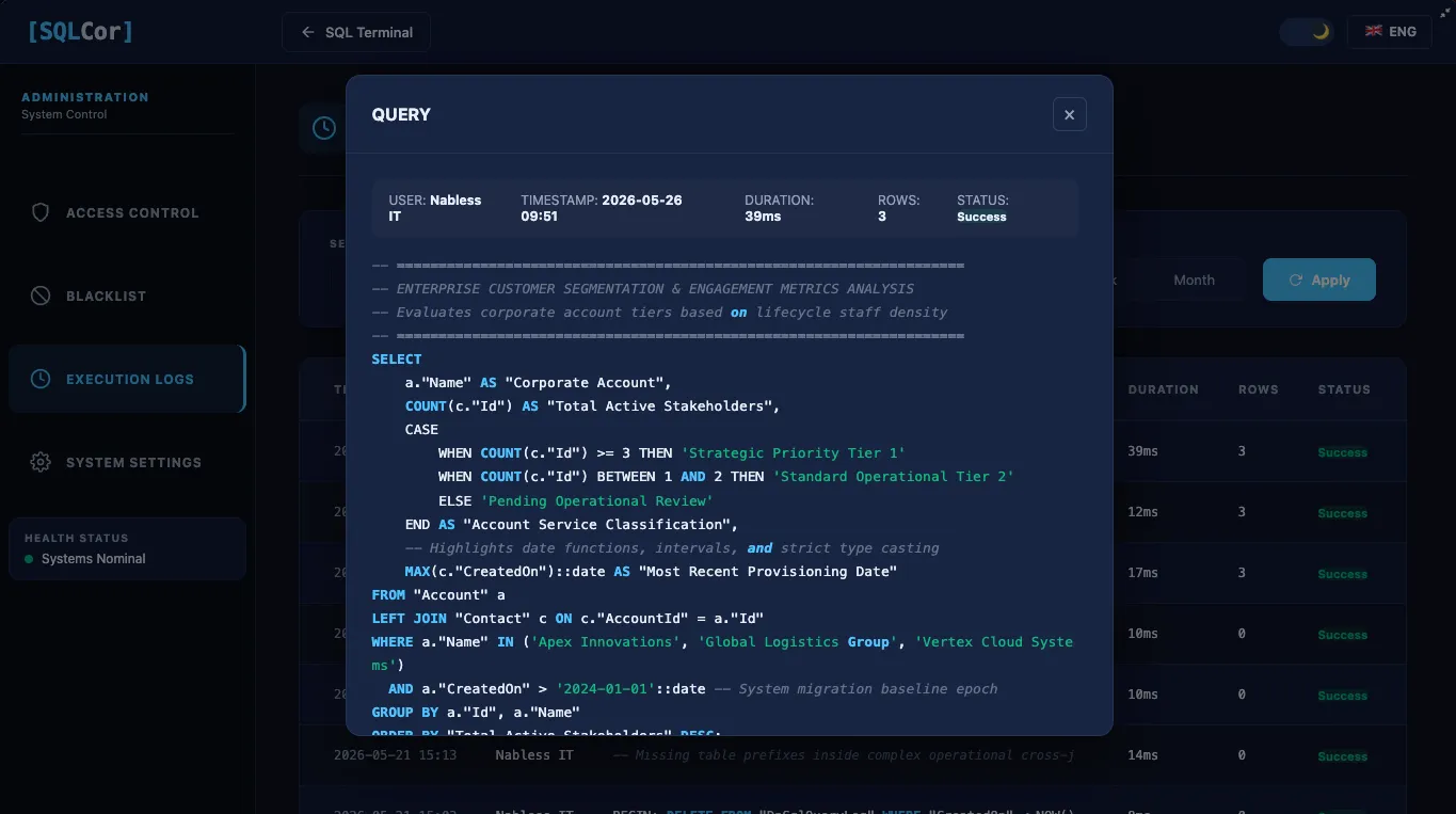 Execution Logs dark
